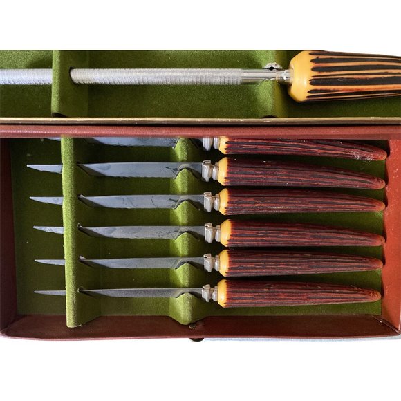 Sheffield Stainless Steel Carving & Steak Knife Set Original Box NOS (Vintage) - Picture 2 of 4